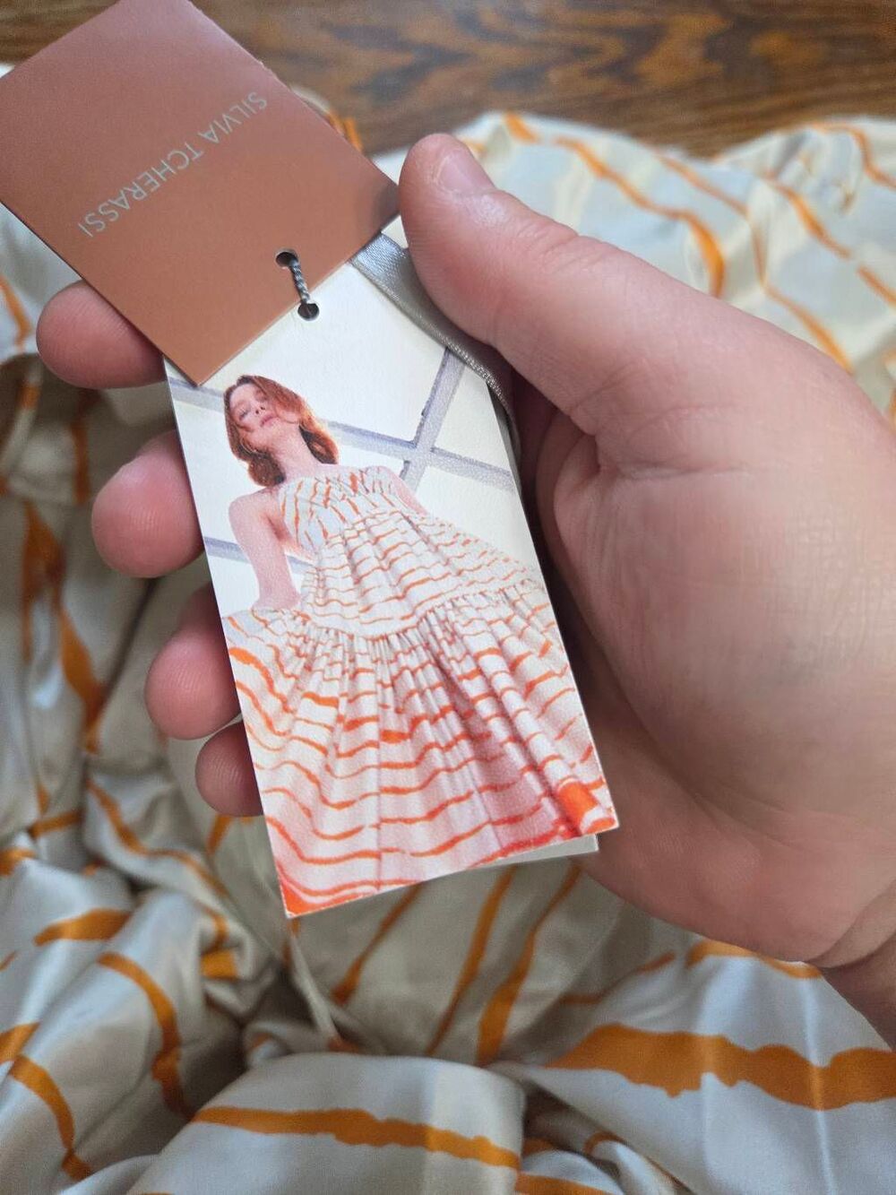 NWT SILVIA TCHERASSI Carbonia orange Abstract stripe dress sz Large - Picture 5 of 7